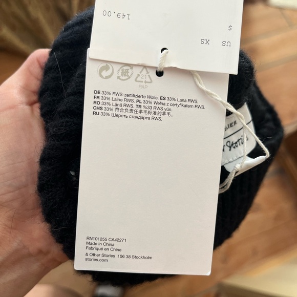 & Other Stories Black Wool Knit Sweater Midi Dress - Picture 7 of 8